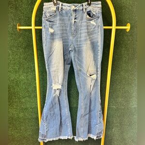 bridge by gly boot cut flare jeans size 32 denim and washed
